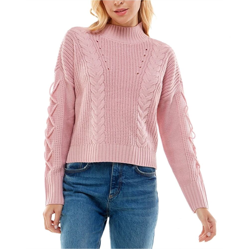 Ultra Flirt Mock-Neck Lace-Up Sleeve Sweater Size XL